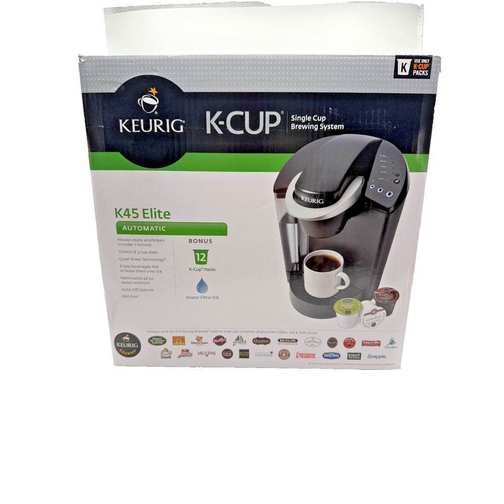 New In Box Keurig K Cup K45‎ Elite Single Cup Brewing System Black Discontinued